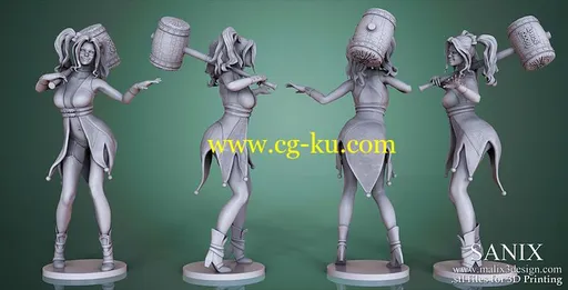 Cubebrush – Harley Quinn and Wonder Woman – 3D Printable Models的图片1