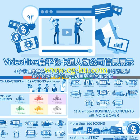 AE模板-VideoHive扁平化卡通人物公司信息展示的图片1