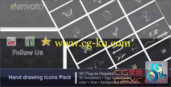 AE模板-VideoHive 手写粉笔风格动态图标工具包的图片1