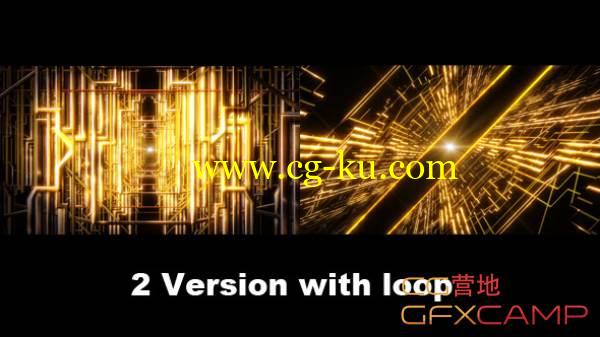 金色光线空间穿梭LED大屏幕VJ视频素材 VideoHive Golden Line Space的图片1