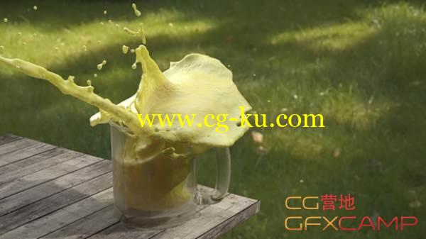 C4D Vray流体泼洒场景灯光材质渲染教程 Lighting texturing and rendering a liquid splash scene in Cinema 4d and VrayForC4d的图片1