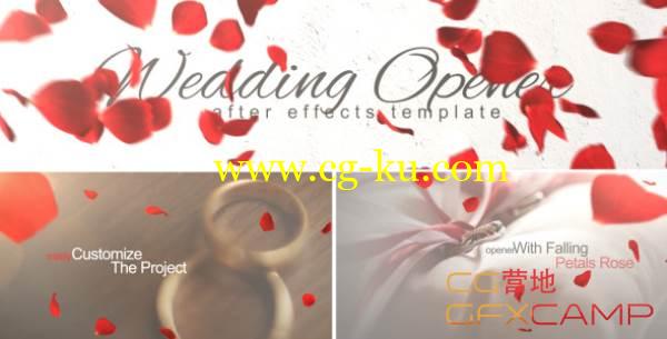 AE模板-浪漫婚礼玫瑰花飘动照片展示 VideoHive Wedding Opener的图片1