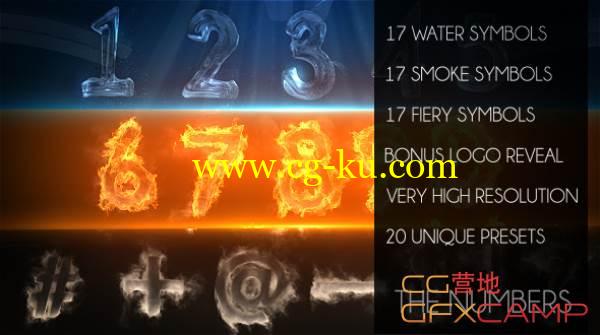 AE模板-水火焰烟雾效果数字字符 VideoHive The Numbers的图片1