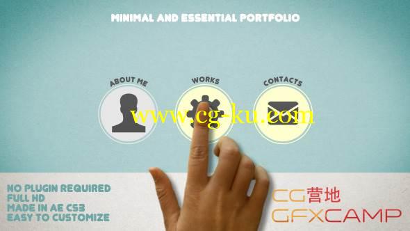 AE模板-扁平化手指点击个人简介信息介绍 VideoHive Minimal and Essential Portfolio的图片1