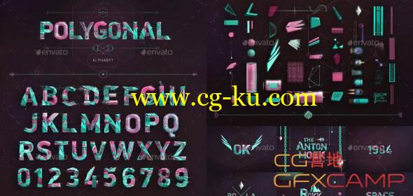 创意低精度多边形字母文字 GraphicRiver Polygonal Alphabet Pack的图片1