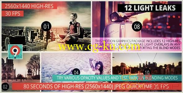 AE模板-12个2K高清镜头漏光炫光视频素材 VideoHive Light Leaks Pack II的图片1