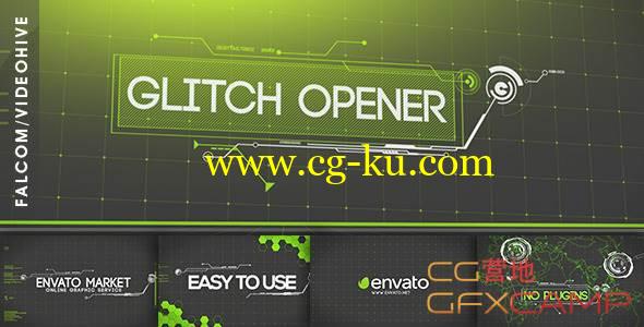 AE模板-高科技HUD信息框展示 VideoHive Glitch Opener的图片1