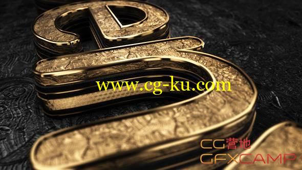 AE模板-E3D V2黄金质感奢华三维Logo展示 VideoHive Black Gold Logo V3的图片1