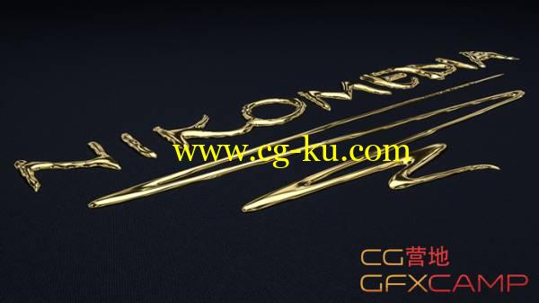 金色液体流动文字特效C4D教程 Liquid Gold Cinema 4D Tutroial的图片1
