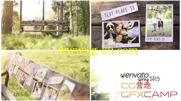 AE模板-小清新木靠椅拍立得照片相册展示 VideoHive Bench Photo Gallery的图片1