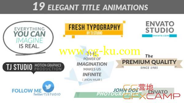 AE模板-扁平化有趣标题文字动画信息框展示 VideoHive 19 Elegant Title Animations的图片1