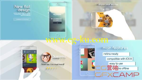 AE模板-线框iPhone商品APP信息图片视频展示 VideoHive Flat and Modern App Explainer的图片1