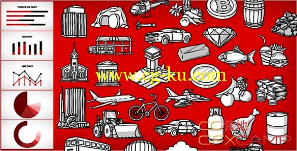 AE模板-马头人出品铅笔写字笔手绘MG动画元素包 VideoHive Whiteboard Kit – Infographic的图片1