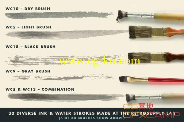 水墨水彩笔刷矢量素材 CreativeMarket - InkWash Vector Ink Watercolors的图片1