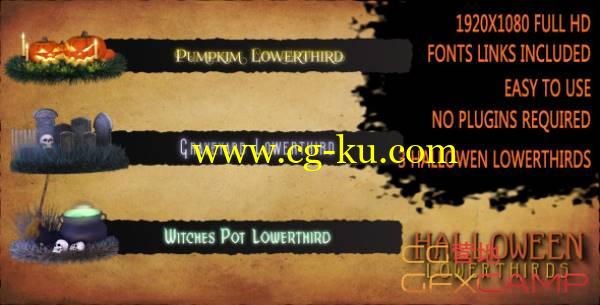 AE模板-万圣节南瓜坟墓女巫人名字幕条信息展示 VideoHive Halloween Lower Thirds的图片1