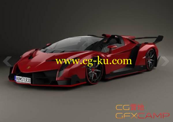 敞篷兰博基尼汽车3D模型 Lamborghini Veneno Roadster C4D/OBJ/MAX的图片1