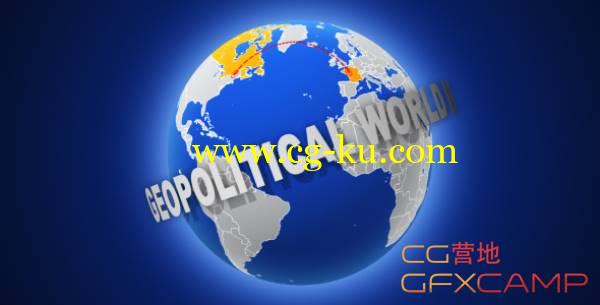 AE模板-地球旋转地图战点连线 VideoHive Geopolitical World Map的图片1