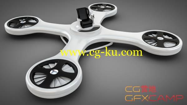 遥控无人机建模材质渲染C4D教程（含工程文件） Cinema 4D – How To Model Texture Render And Composite A Drone Tutorial的图片1
