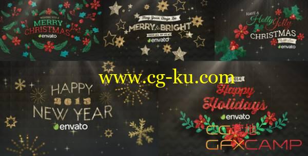 AE模板-线条吊挂圣诞节物件展示开场 Hanging Holiday Greetings Pack的图片1