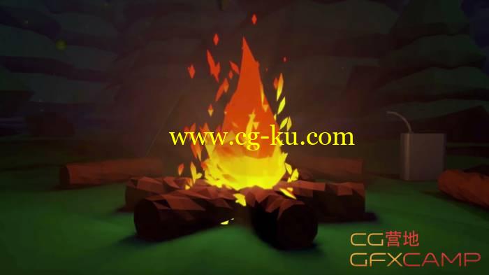 低多边形火焰制作C4D教程 Cinema 4D Low Poly Camp Fire Tutorial的图片1