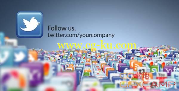 AE模板-社交图标海浪开场汇聚Logo展示 The Social Media Network的图片1