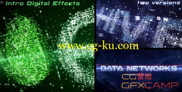 AE模板-科幻网络数据数字字母汇聚文字Logo开场 Data Networks Intro的图片1