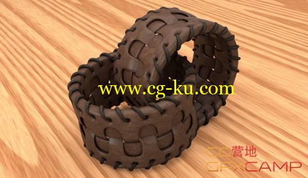 皮革手环腰带C4D建模材质渲染教程(含工程插件) Cinema 4D Modeling Texturing and Rendering a Leather Bracelet Tutorial的图片1