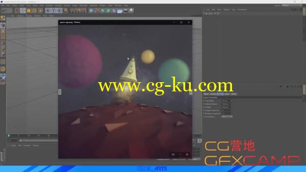 低多边形卡通火箭星球C4D场景教程 Low Poly Spaceship Scene Tutorial  Cinema 4D + Photoshop的图片1