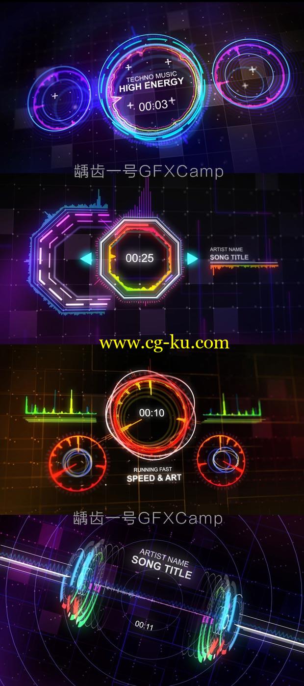 AE模板-酒吧音乐动感舞台HUD科技感倒计时背景可视化音乐均衡器的图片2