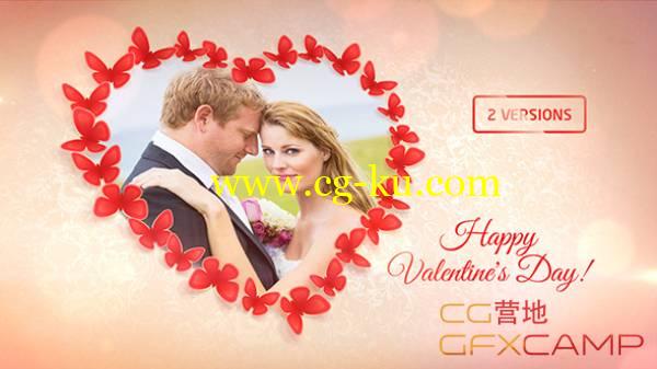 AE模板－蝴蝶飘动汇聚爱心婚礼甜蜜浪漫开场 sweet Butterflies: Valentine's Day Card的图片1