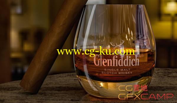 C4D酒瓶制作渲染教程+场景工程＋插件预设 Creating A Whisky Scene的图片1