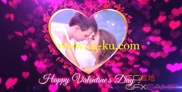 AE模板－花瓣汇聚红心爱情浪漫婚礼情人节爱情甜蜜开场 Valentine Slideshow的图片1