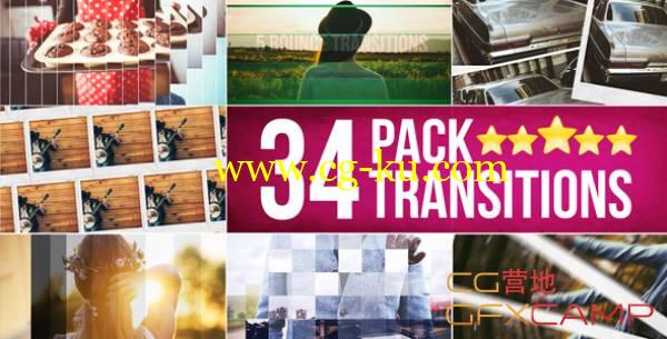 AE模板-34个折叠拍立得画面切割转场预设 34 Transitions Pack的图片1
