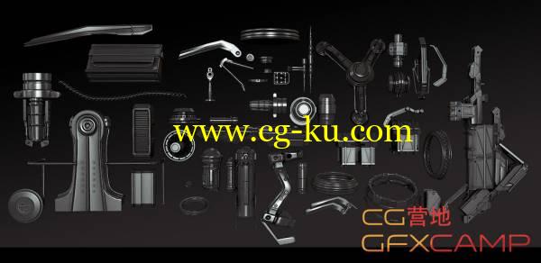 科幻机器零部件3D模型 Gumroad - KitBash A-C Collection - David Lesperance的图片1