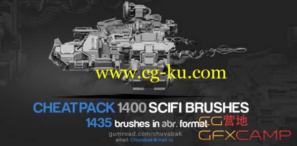 1435个未来科幻机器零部件PS笔刷 Gumroad – 1400 Sci-Fi Brushes Photoshop – Oleg Vdovenko的图片1