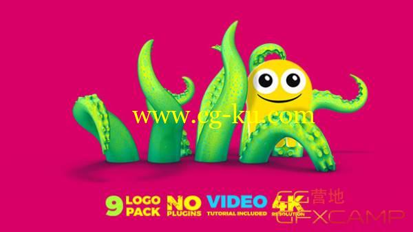 AE模板-9个创意卡通Logo展示 9 Logo Pack的图片1