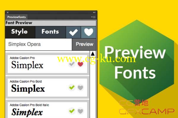 字体预览PS/AI插件 Preview Fonts CC的图片1