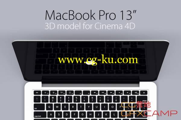 13寸视网膜MBP苹果电脑C4D模型 MacBook Pro 13 Retina 3D Model的图片1