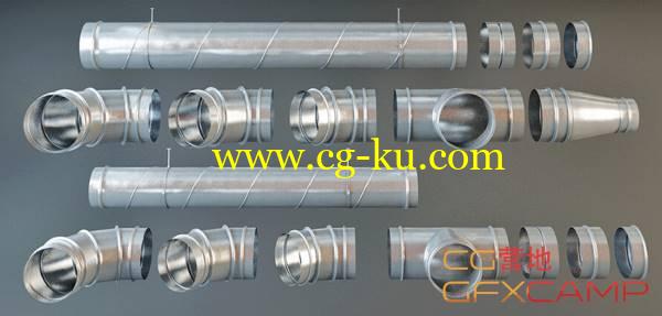 通风管道3D模型 Set Ventilation Pipes的图片1