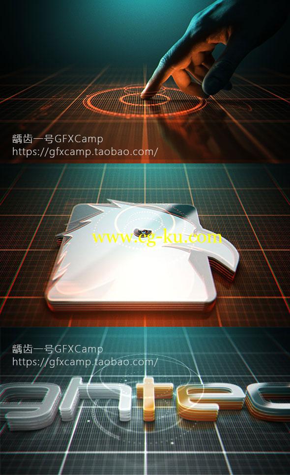AE模板-手指点击高科技HUD线条游戏电影三维Logo文字开场的图片2