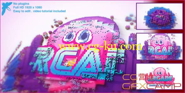 AE模板-游戏卡通像素拼贴生长Logo展示 Arcade Logo的图片1