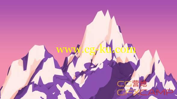 低多边形卡通高山C4D教程 How to Create Cartoon Mountains in Cinema 4D的图片1