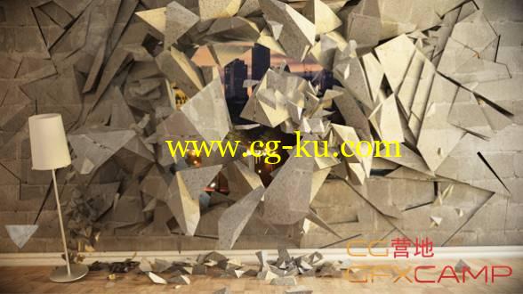 AE模板-墙壁破碎倒塌Logo视频展示 Wall Destrucion的图片1