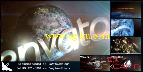 AE模板-宇宙鸟瞰地球Logo展示 World Logo的图片1