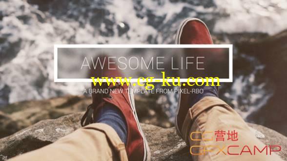 AE模板-毛玻璃切换转场时尚图片幻灯片切换展示 Awesome Life的图片1