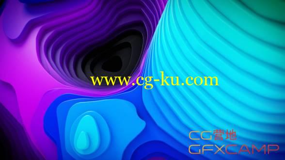 卡通盆地地形图等高线C4D教程 Cinema 4D How to Easily and Quickly Create a Topographic Map Tutorial的图片1
