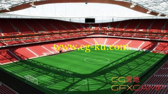 足球场馆3D模型 TurboSquid – Soccer Stadium With Animated Fans的图片1