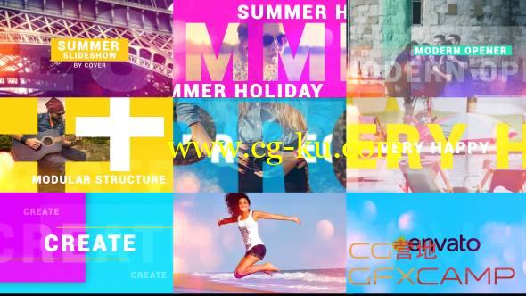 AE模板-青春活力清新时尚大字文字标题遮罩开场片头 Summer Opener的图片1