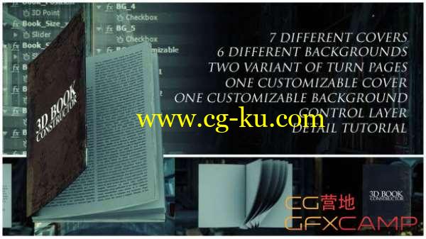 AE模板－自定义三维书籍书本翻页图片文字展示 3D Book Constructor的图片1
