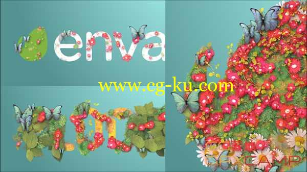 AE模板-蝴蝶花朵草丛植物生长Logo展示 Blooming Logo的图片1